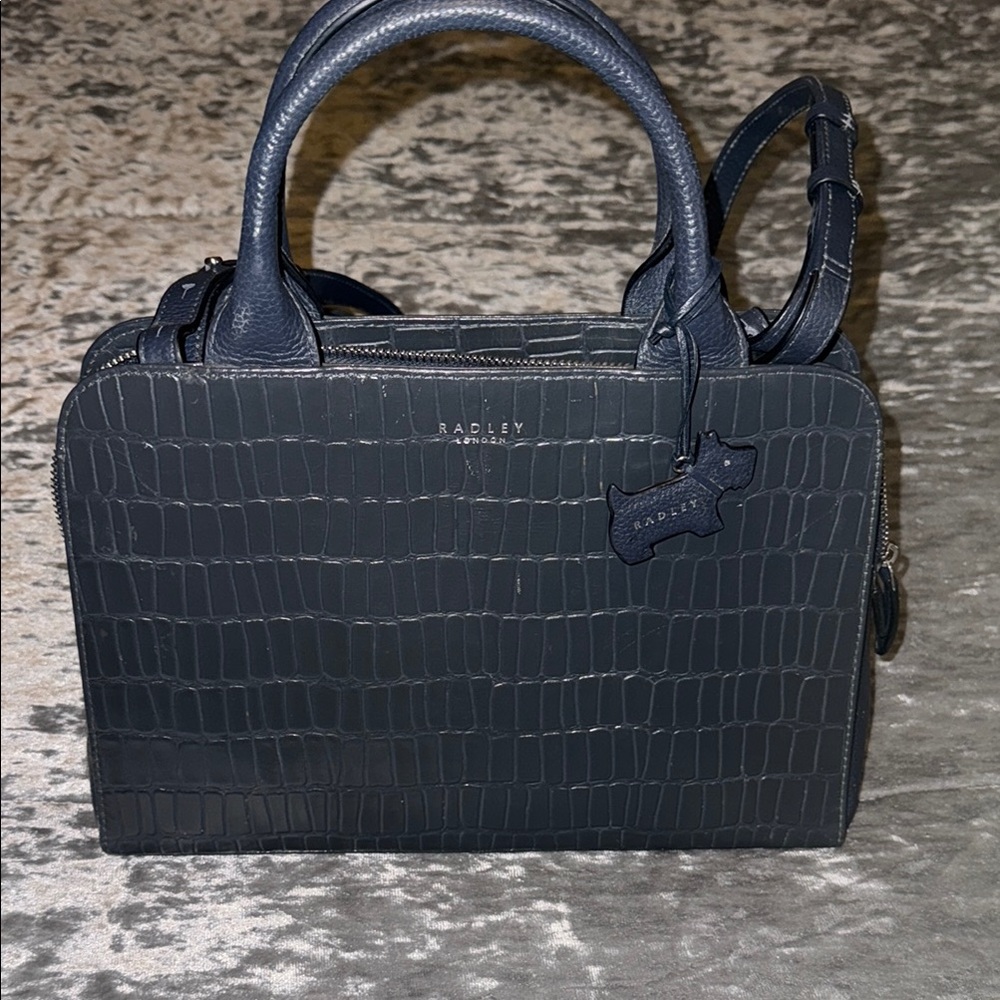 Radley London Blue Croc-Embossed Satchel